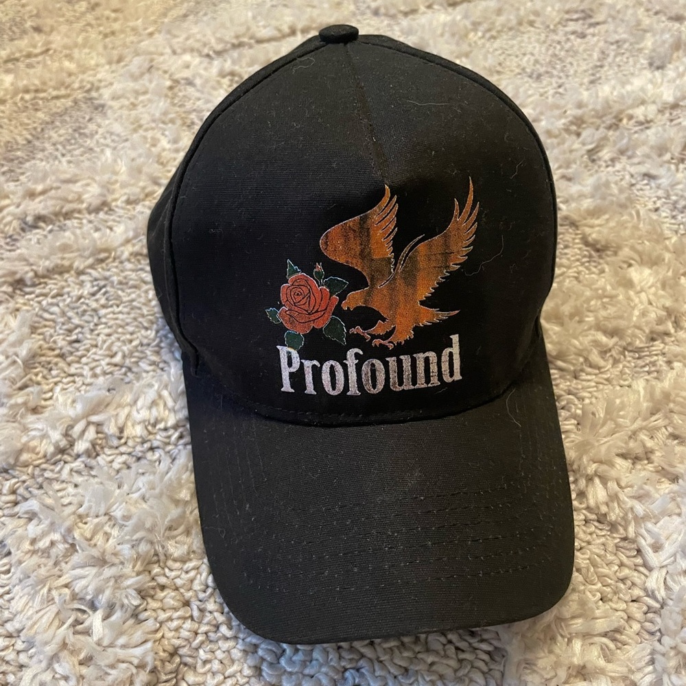 Men’s black Profound Aesthetic adjustable cap.